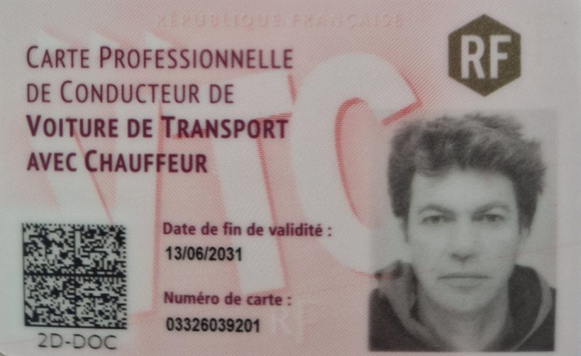 Carte Professionnelle : VTC